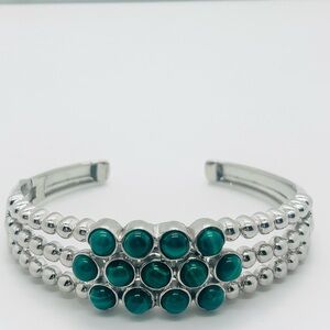 True natural malachite open cuff bracelet